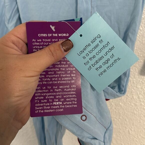 NWT- Kickee pants-bamboo soft blue and red sweet heart one-piece-Size 6-9months - Picture 4 of 7